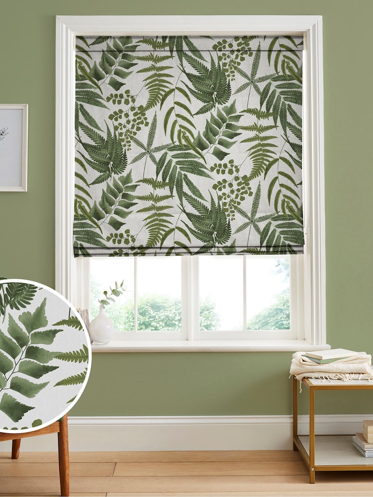 Graham & Brown Lush White Midsummer Fern Made to Measure Roman 100% Cotton Blind - Image 1 of 6