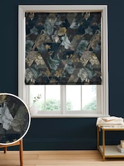 Graham & Brown Blue Timepiece Made to Measure Roman 100% Cotton Blind - Image 1 of 6