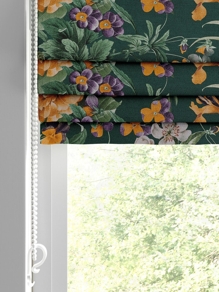 Graham & Brown Emerald Green Glasshouse Flora Made to Measure Roman 100% Cotton Blind - Image 2 of 6