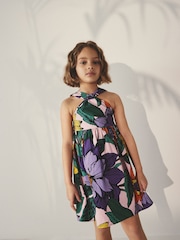 Purple Printed Cotton Dress (3-16yrs) - Image 1 of 6