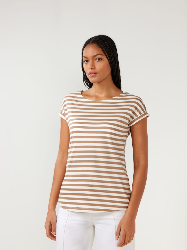 Neutraler Streifen - T-Shirt-Top mit Flügelärmeln - Image 2 of 6