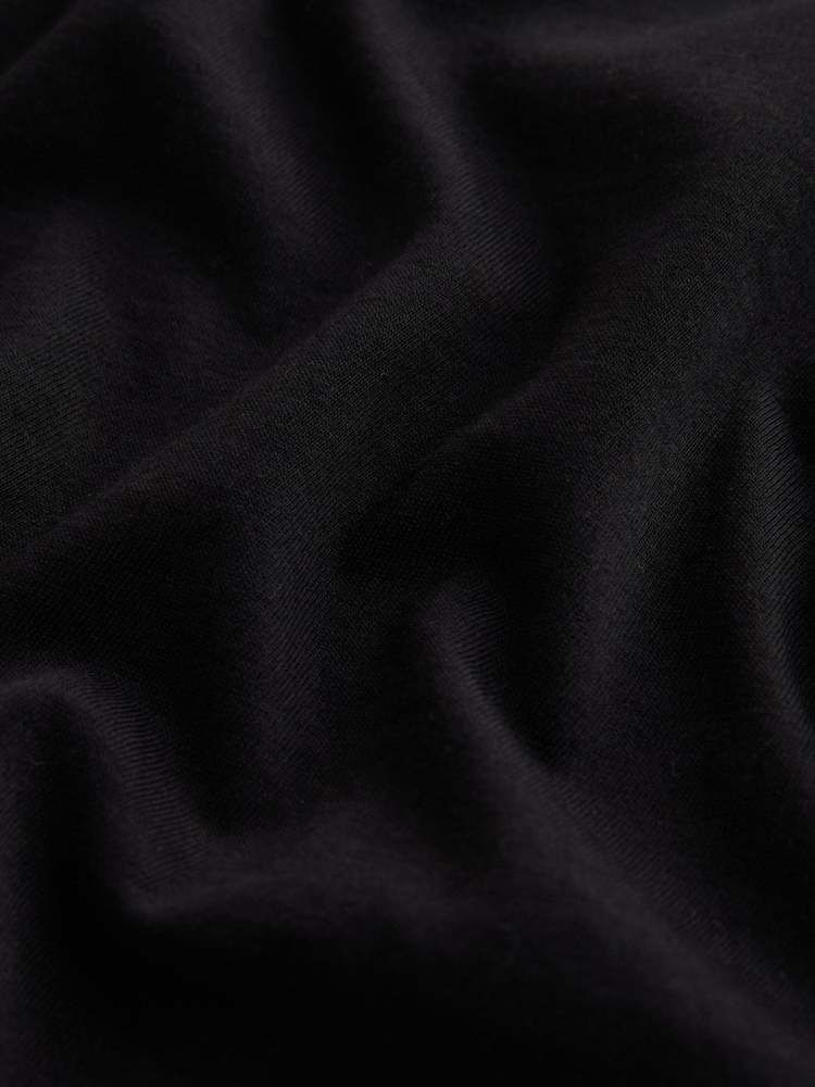 Black Shallow V-Neck 100% Cotton Rich Cap Sleeve T-Shirt - Image 6 of 6