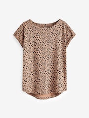 White/Brown/Animal Cap Sleeve 100% Cotton T-Shirts 3 Pack - Image 2 of 7