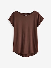 White/Brown/Animal Cap Sleeve 100% Cotton T-Shirts 3 Pack - Image 3 of 7