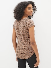 White/Brown/Animal Cap Sleeve 100% Cotton T-Shirts 3 Pack - Image 6 of 7