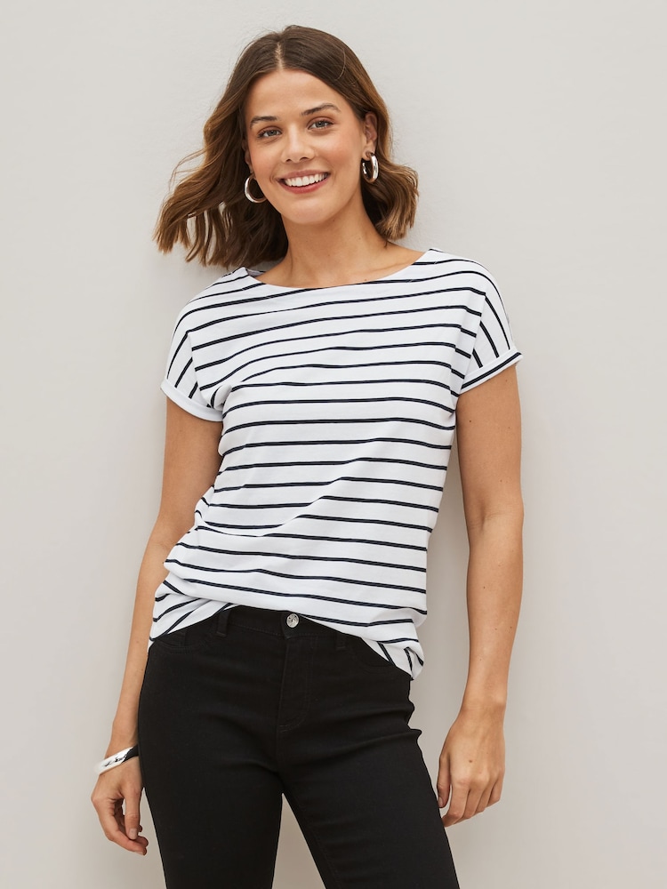 Schwarz/Weiß/gestreift - T-Shirts aus 100 % Baumwolle mit Flügelärmeln, 3er-Pack - Image 3 of 9