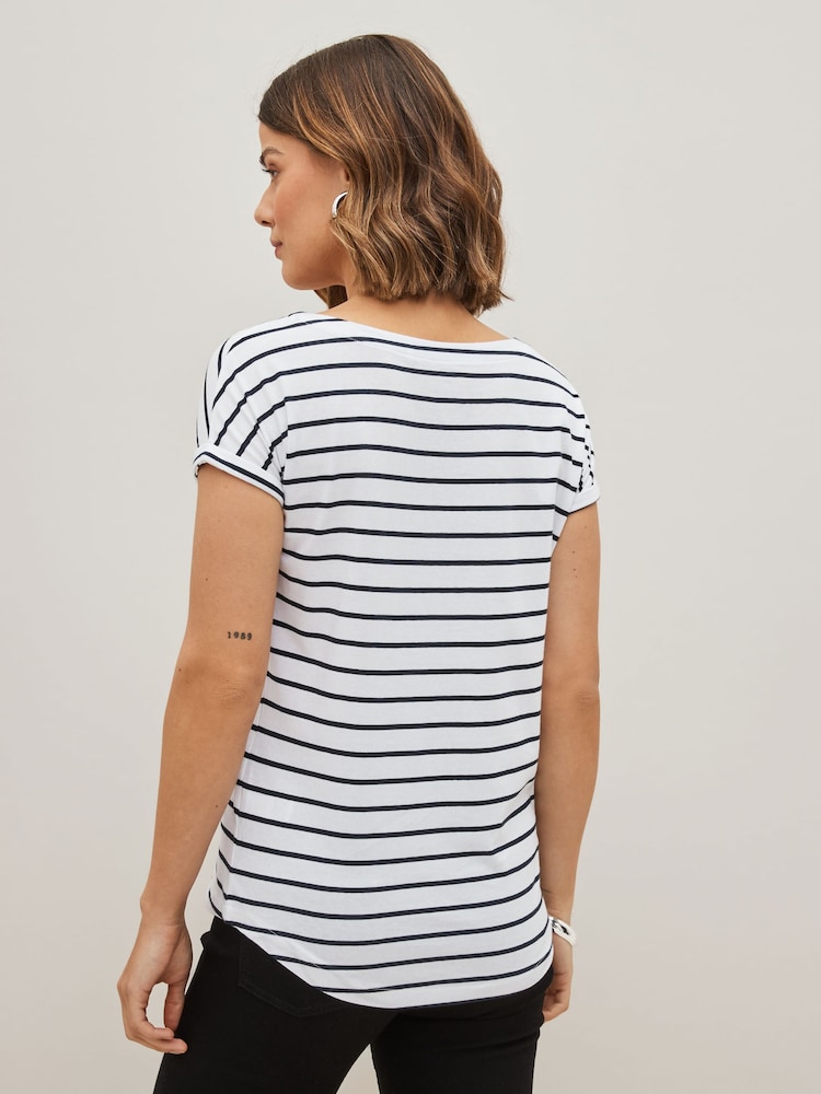 Schwarz/Weiß/gestreift - T-Shirts aus 100 % Baumwolle mit Flügelärmeln, 3er-Pack - Image 6 of 9
