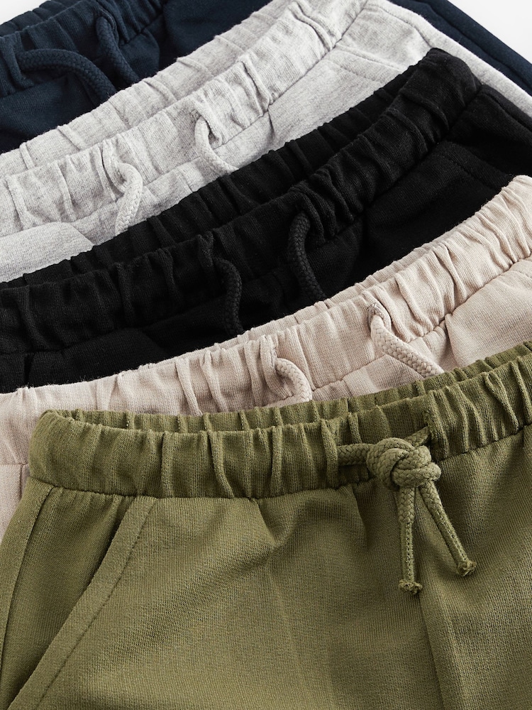 Khaki Green/Grey/Black Jersey Shorts 5 Pack (3mths-7yrs) - Image 3 of 3