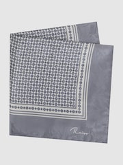 Reiss Steel Grey Martino Silk Geometric Pocket Square - Image 3 of 4
