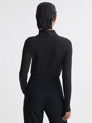 Reiss Black Piper Fitted Roll Neck T-Shirt - Image 4 of 5