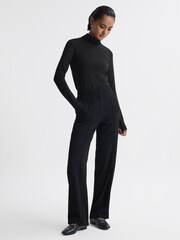 Reiss Black Piper Fitted Roll Neck T-Shirt - Image 5 of 5