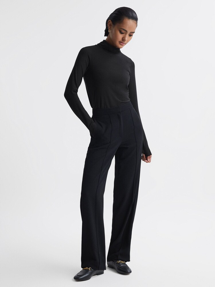 Reiss Black Piper Fitted Roll Neck T-Shirt - Image 5 of 5