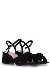 Linzi Black Charlotte Block Heeled Sandals With Bow Front Detail - Image 3 of 4