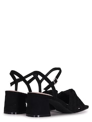 Linzi Black Charlotte Block Heeled Sandals With Bow Front Detail - Image 4 of 4