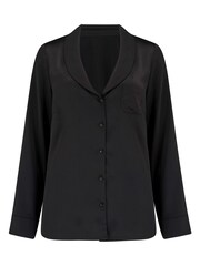 Pour Moi Black Satin Revere Collar Pyjama Set - Image 6 of 7