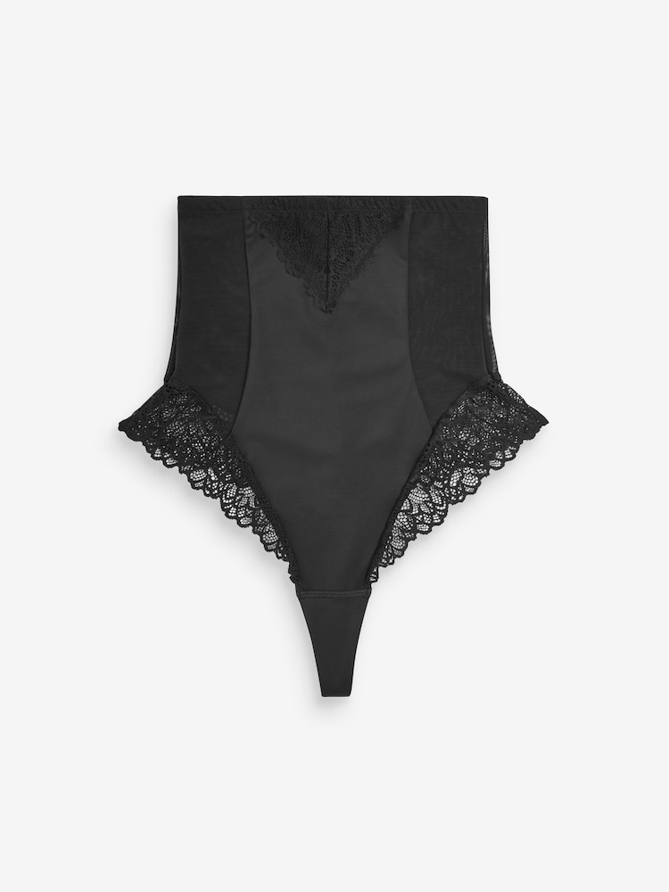 Black Super High Waist Thong Firm Tummy Control Shaping Briefs - Image 1 of 5