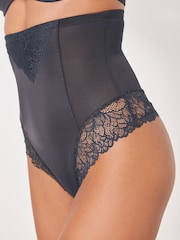 Black Super High Waist Thong Firm Tummy Control Shaping Briefs - Image 4 of 5