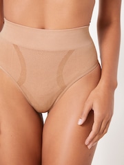 Praline Nude High Waist Thong Seamless Firm Tummy Control Shaping Briefs - Image 3 of 5