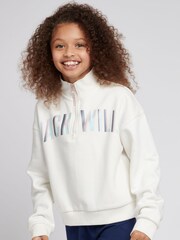 Jack Wills Cream Foil Print 1/4 Zip Sweatshirt - Image 1 of 6