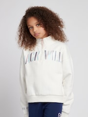 Jack Wills Cream Foil Print 1/4 Zip Sweatshirt - Image 3 of 6