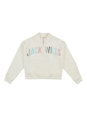 Jack Wills Cream Foil Print 1/4 Zip Sweatshirt - Image 5 of 6