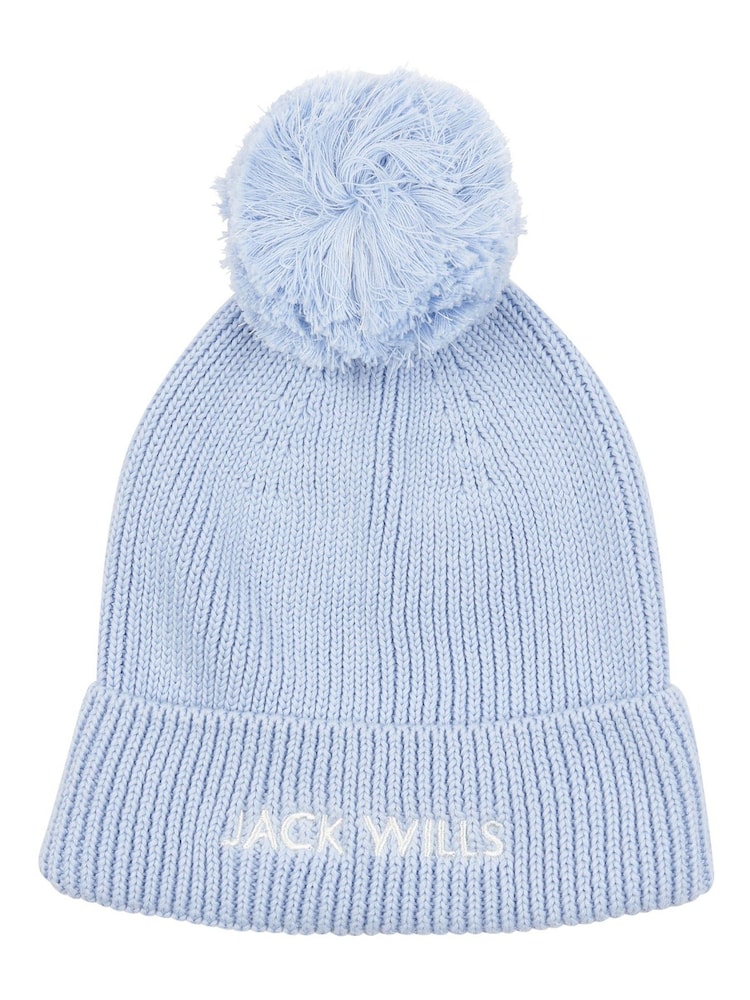 Jack Wills Blue Bobble Hat - Image 1 of 3 Jack Wills Blue Bobble Hat - Image 1 of 3