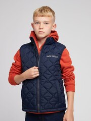 Jack Wills Navy Blue Font Puffer Gilet - Image 1 of 7