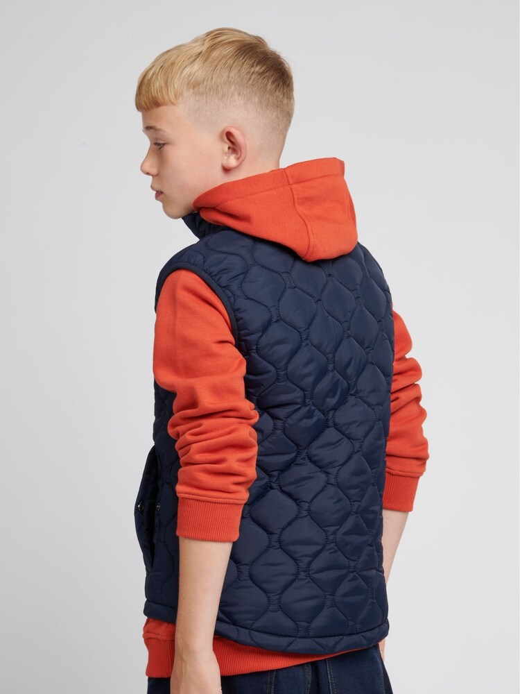 Jack Wills Navy Blue Font Puffer Gilet - Image 2 of 7