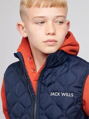Jack Wills Navy Blue Font Puffer Gilet - Image 4 of 7