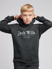 Jack Wills Charcoal Grey Script Hoodie - Image 1 of 5