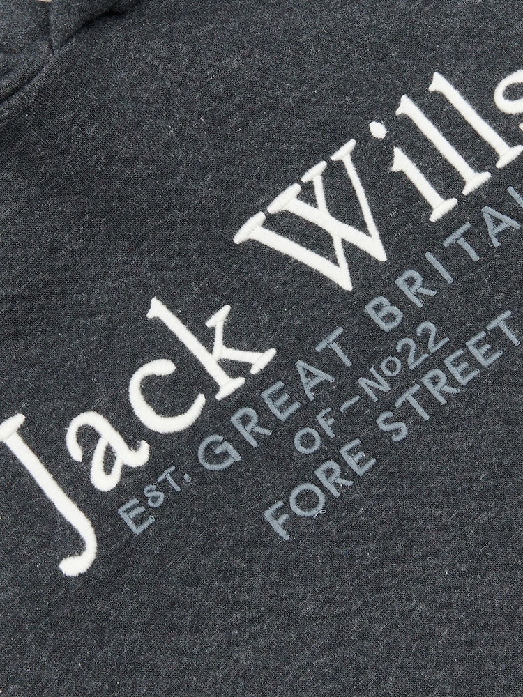 Jack Wills Charcoal Grey Script Hoodie - Image 5 of 5