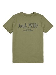 Jack Wills Khaki Green Script T-Shirt - Image 1 of 3