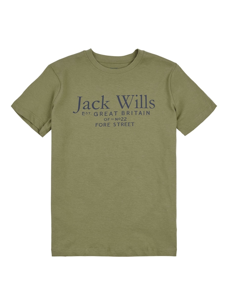 Jack Wills Khaki Green Script T-Shirt - Image 1 of 3 Jack Wills Khaki Green Script T-Shirt - Image 1 of 3