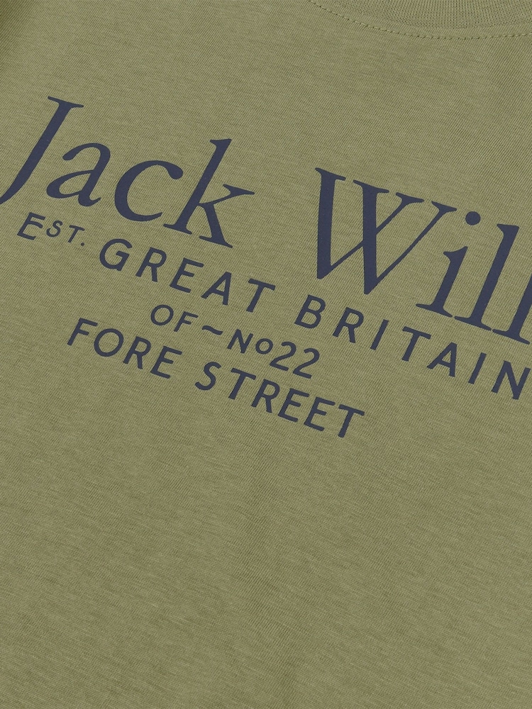 Jack Wills Khaki Green Script T-Shirt - Image 3 of 3