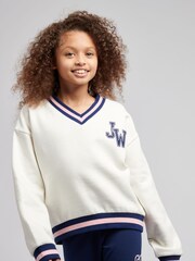 Jack Wills Natural Oversized V-Neck Varsity Sweatshirt - Image 3 of 8