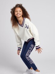 Jack Wills Natural Oversized V-Neck Varsity Sweatshirt - Image 4 of 8