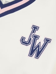 Jack Wills Natural Oversized V-Neck Varsity Sweatshirt - Image 8 of 8