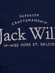 Jack Wills Navy Blue Script Hoodie - Image 3 of 3