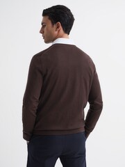 Reiss Bitter Chocolate West Merino Wool Cardigan - Image 5 of 7