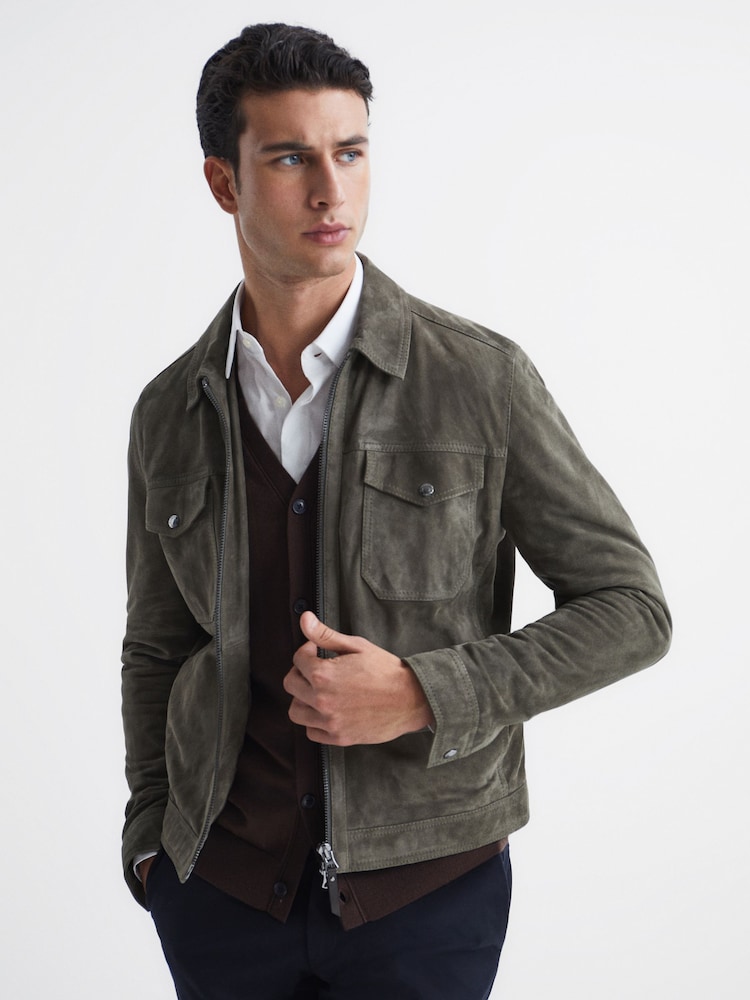 Reiss Bitter Chocolate West Merino Wool Cardigan - Image 7 of 7