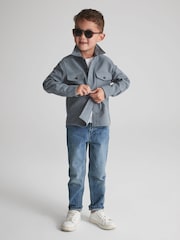 Reiss Blue Tampa Senior Twin Pocket Overshirt - Image 1 of 6
