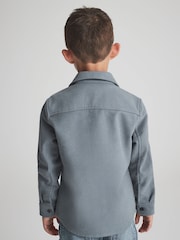 Reiss Blue Tampa Senior Twin Pocket Overshirt - Image 4 of 6
