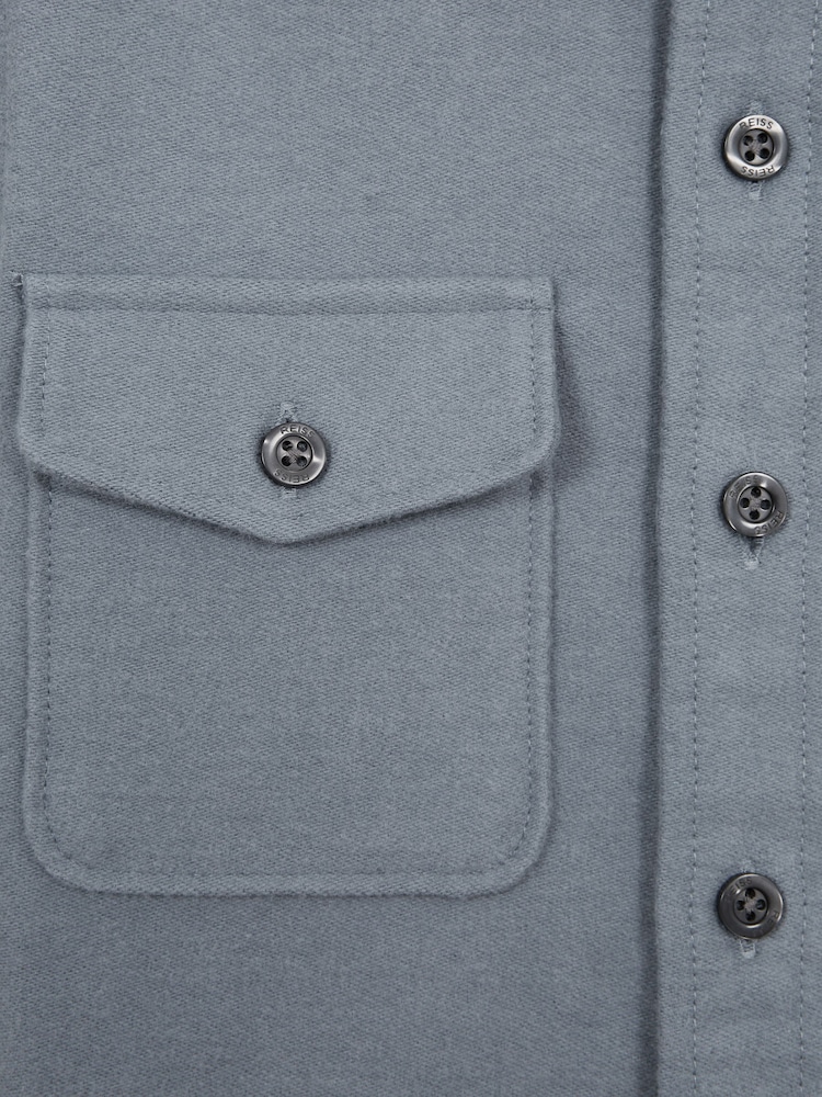 Reiss Blue Tampa Senior Twin Pocket Overshirt - Image 6 of 6