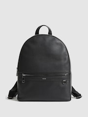 Reiss Black Carter Leather Backpack - Image 1 of 8