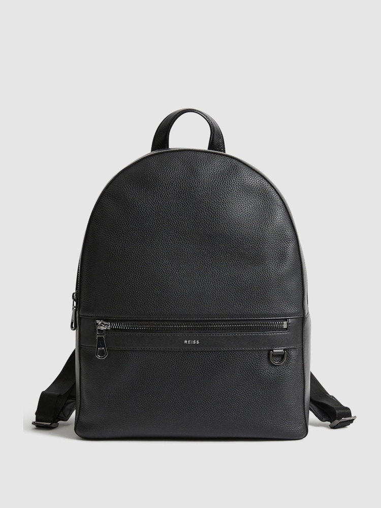 Reiss Black Carter Leather Backpack - Image 1 of 8