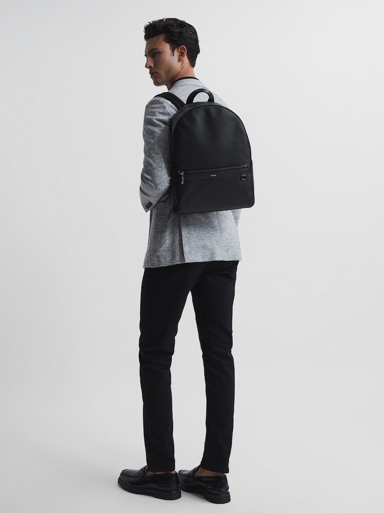 Reiss Black Carter Leather Backpack - Image 2 of 8