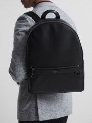 Reiss Black Carter Leather Backpack - Image 3 of 8