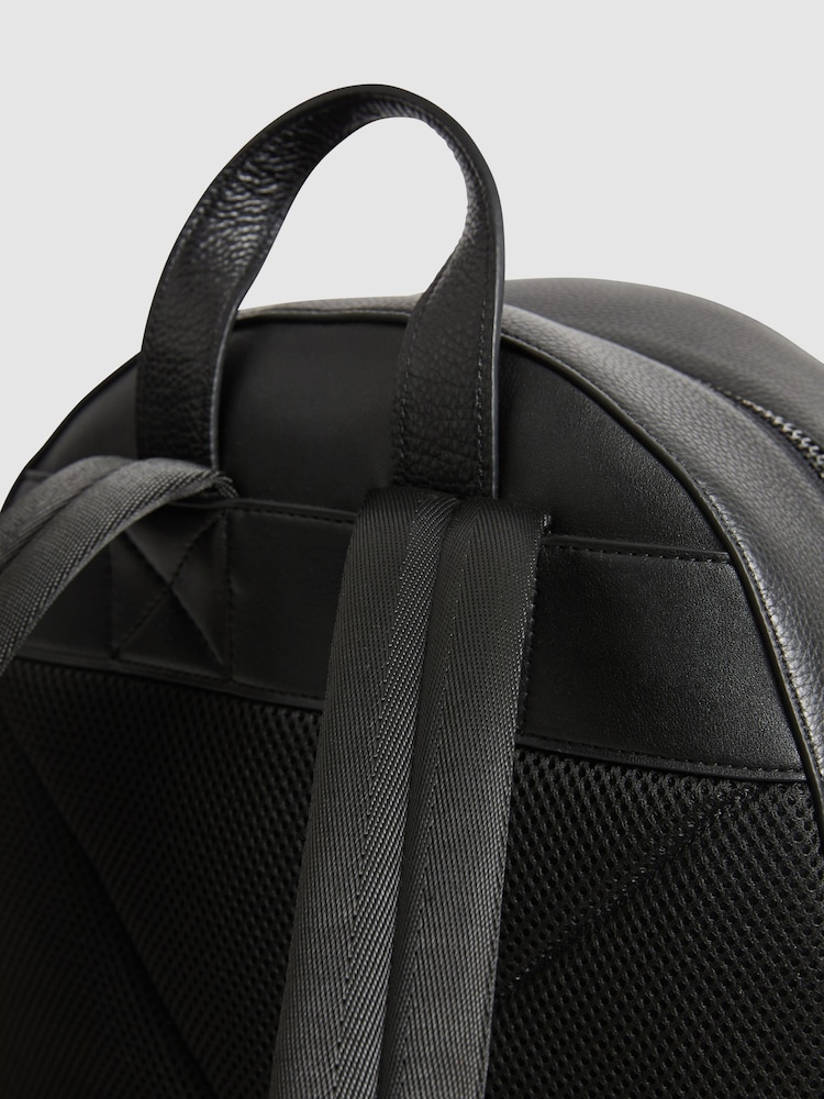 Reiss Black Carter Leather Backpack - Image 8 of 8