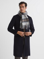 Reiss Grey Curtis Cashmere Checked Scarf - Image 2 of 4