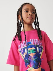 Pink Cool Vibes Girl Oversized Graphic T-Shirt (3-16yrs) - Image 1 of 7